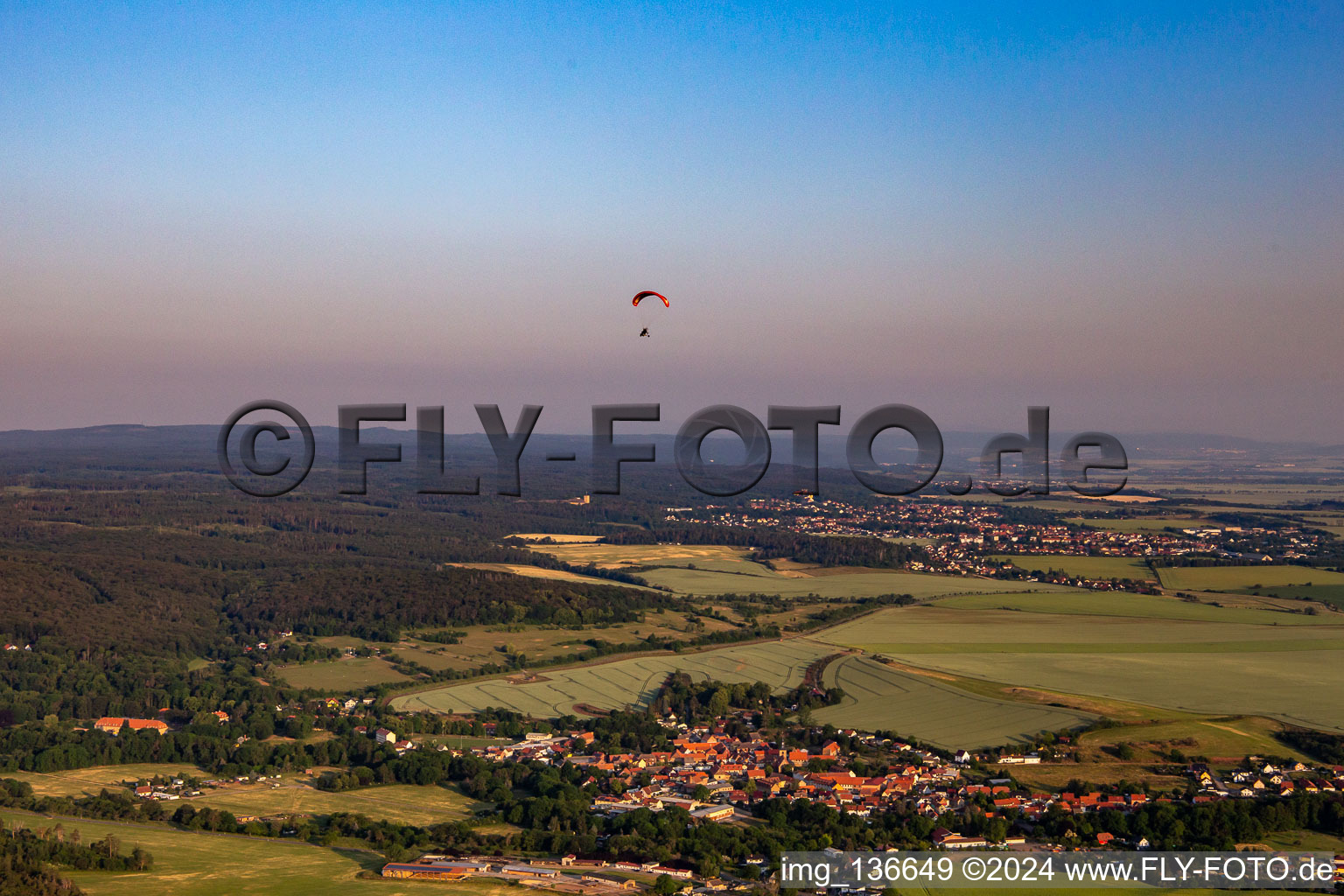 Aerial view of District Meisdorf in Falkenstein in the state Saxony-Anhalt, Germany