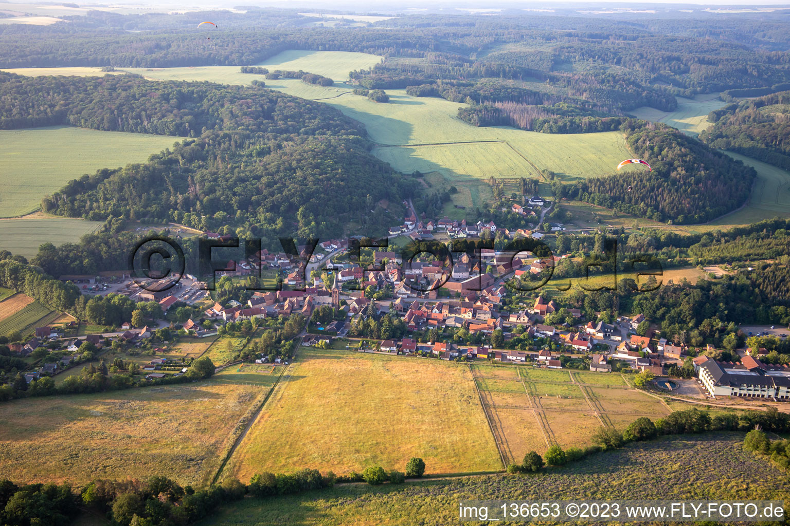 Aerial view of District Stangerode in Arnstein in the state Saxony-Anhalt, Germany