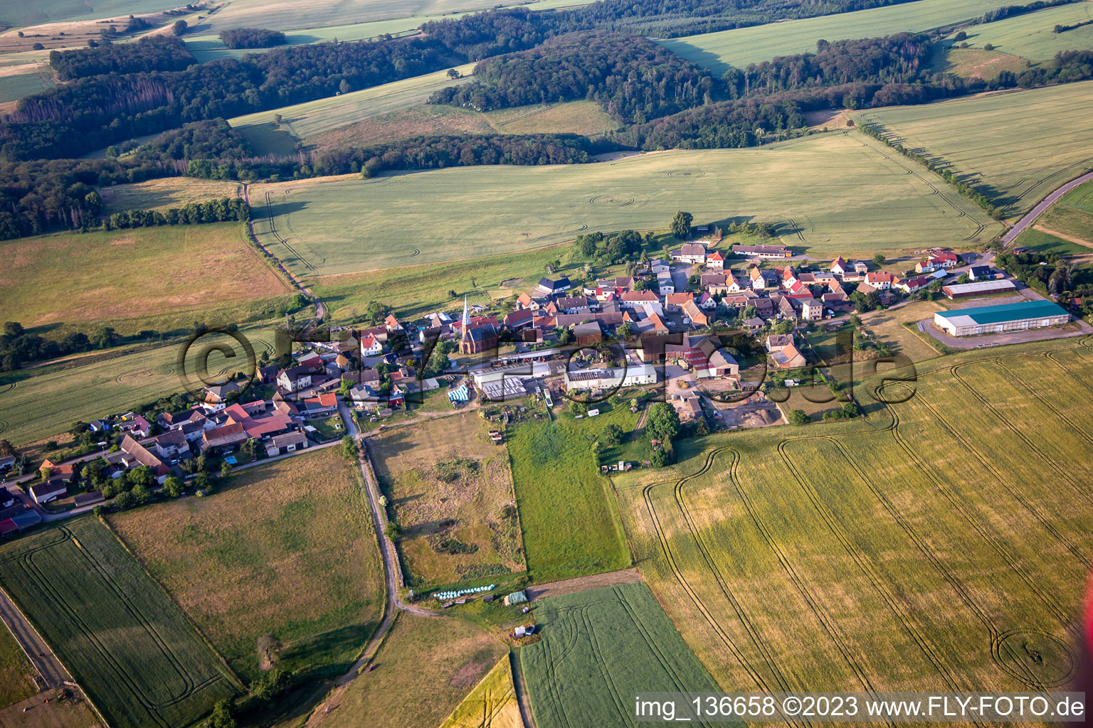 Aerial view of District Piskaborn in Mansfeld in the state Saxony-Anhalt, Germany