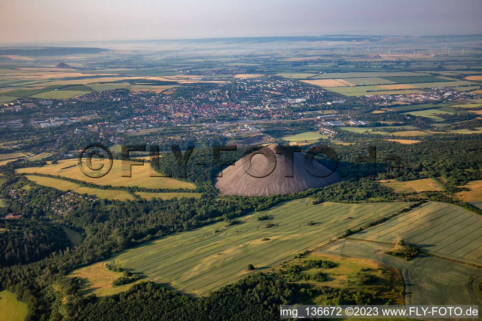 Aerial view of Heap "Hohe Lind in Sangerhausen in the state Saxony-Anhalt, Germany