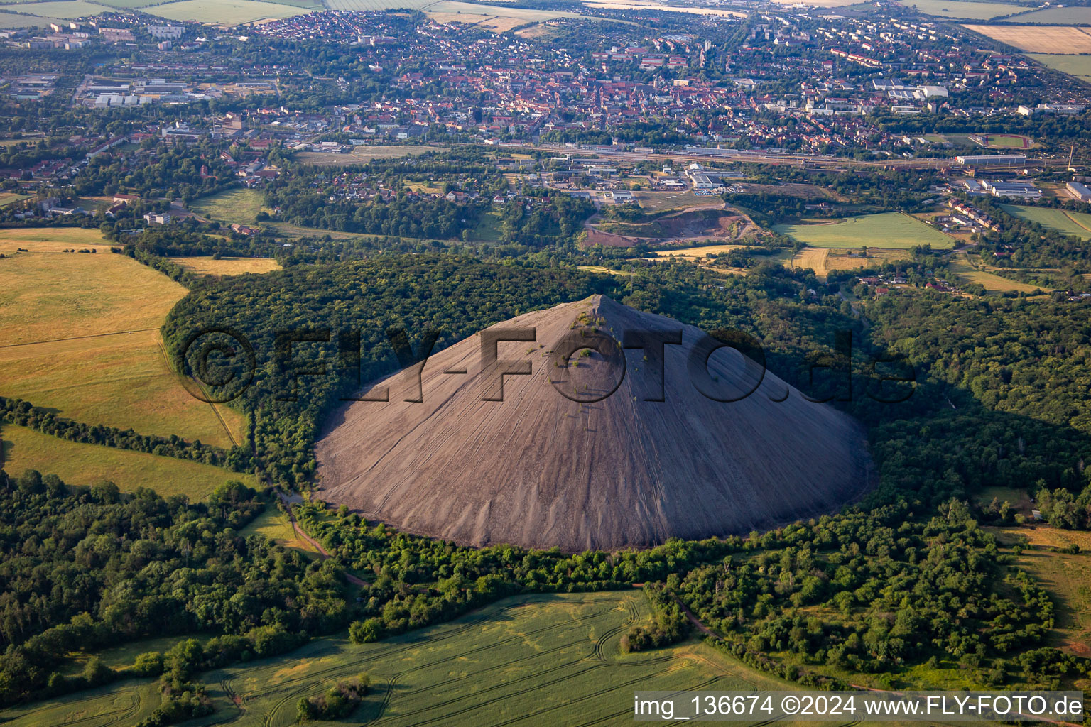 Oblique view of Halde "Hohe Linde in Sangerhausen in the state Saxony-Anhalt, Germany