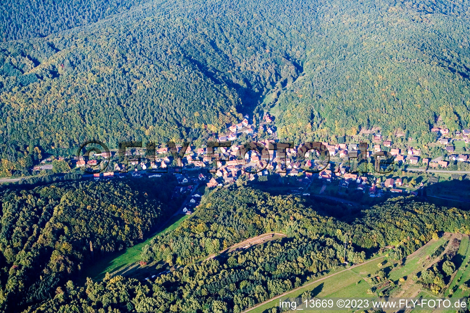 Waldrohrbach in the state Rhineland-Palatinate, Germany from above