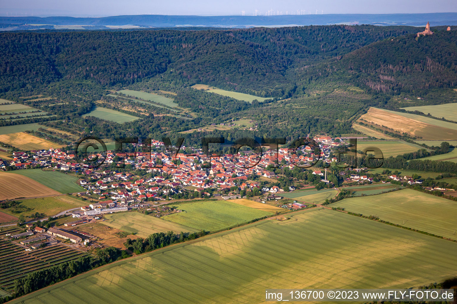 Aerial view of District Tilleda in Kelbra in the state Saxony-Anhalt, Germany