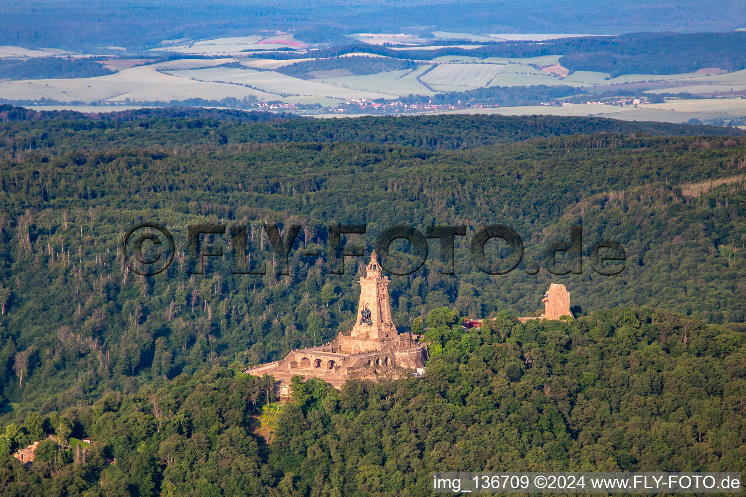 Aerial view of Kyffhäuser Memorial in the district Steinthaleben in Kyffhäuserland in the state Thuringia, Germany