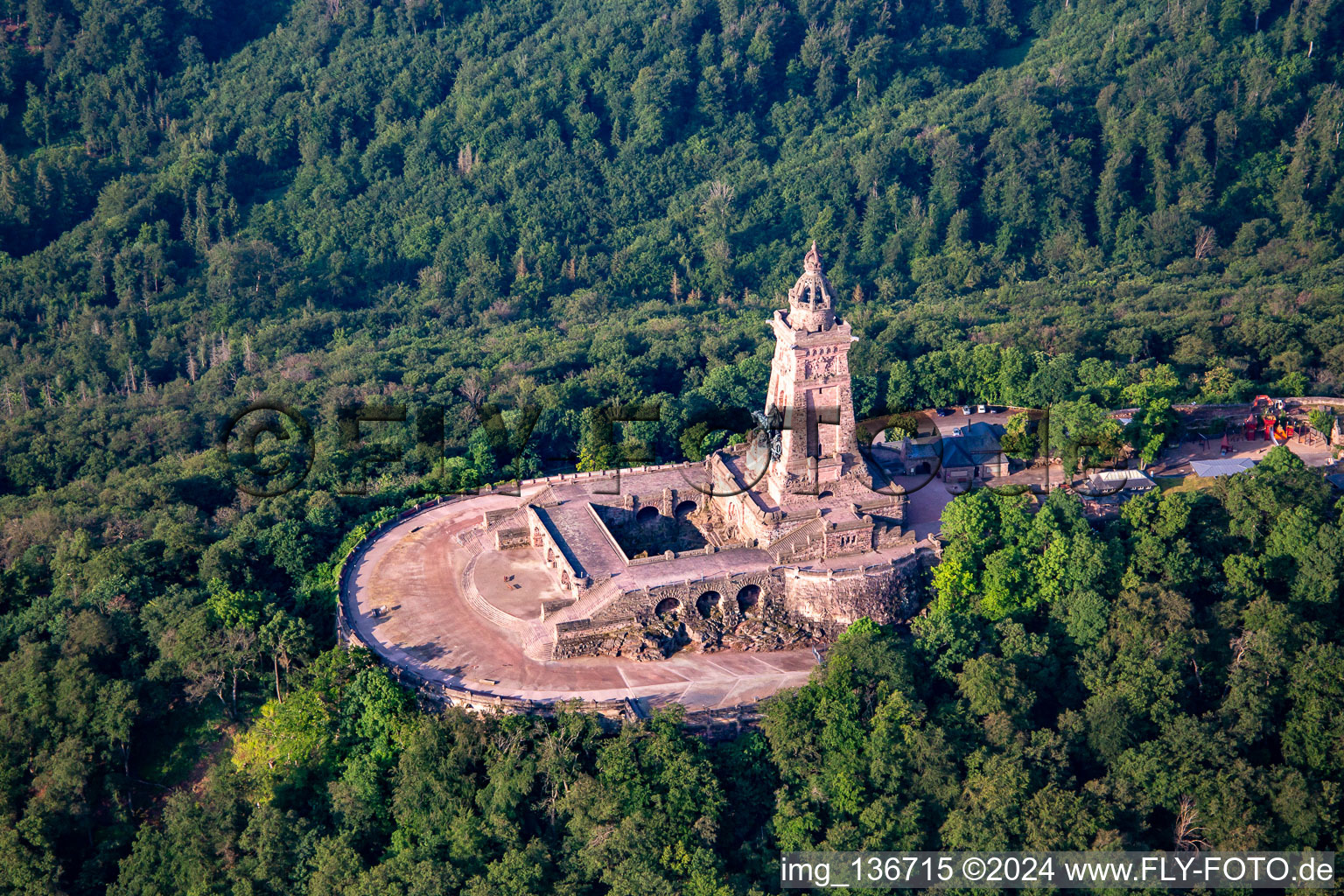 Kyffhäuser Memorial in the district Steinthaleben in Kyffhäuserland in the state Thuringia, Germany from above