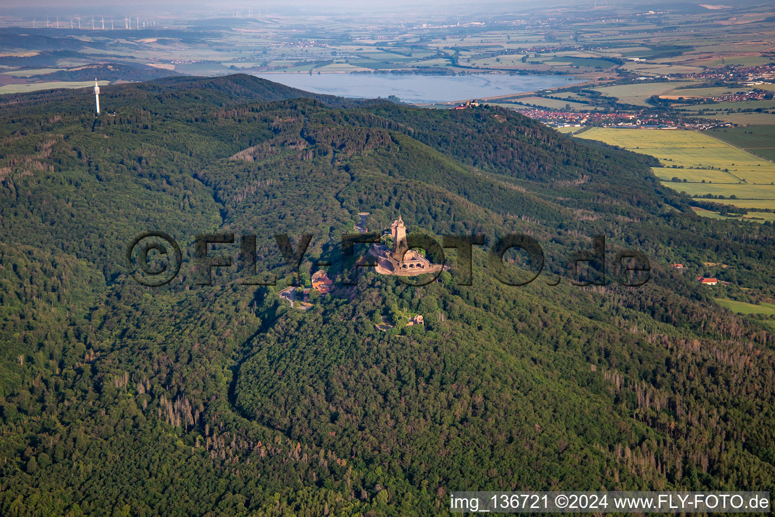 Kyffhäuser Memorial in the district Steinthaleben in Kyffhäuserland in the state Thuringia, Germany from the plane