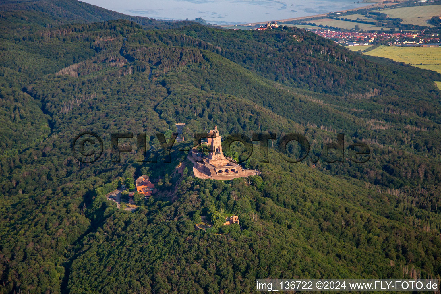 Bird's eye view of Kyffhäuser Memorial in the district Steinthaleben in Kyffhäuserland in the state Thuringia, Germany