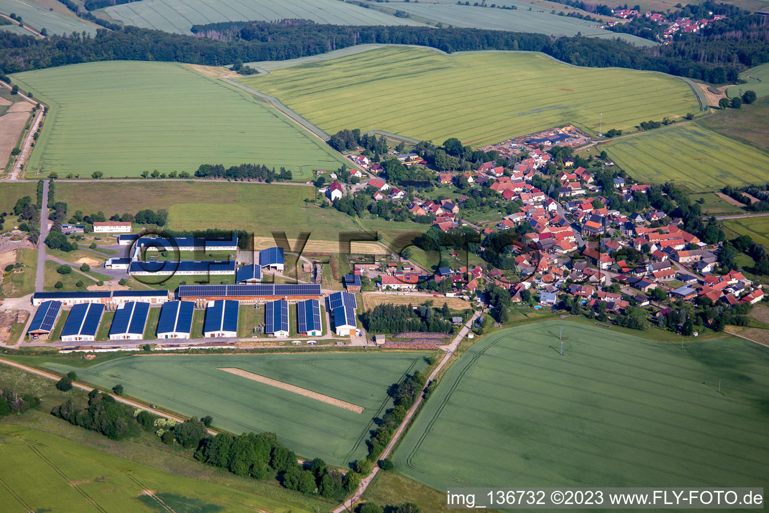 Aerial view of District Breitenbach in Sangerhausen in the state Saxony-Anhalt, Germany