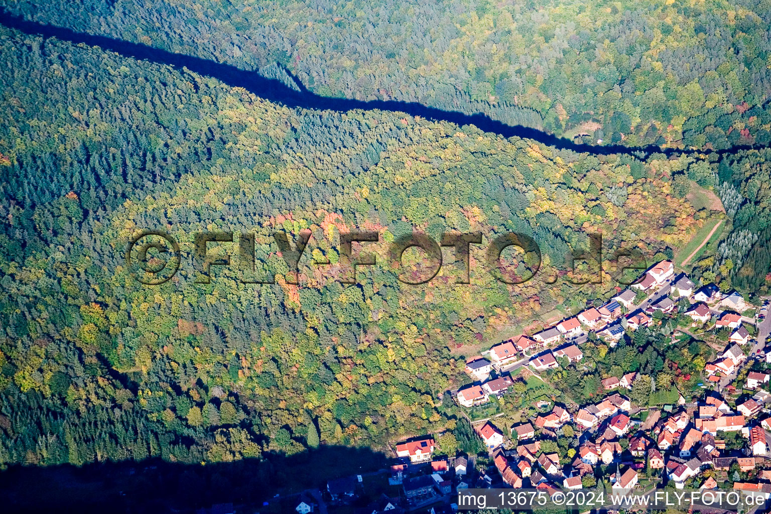 Waldhambach in the state Rhineland-Palatinate, Germany viewn from the air