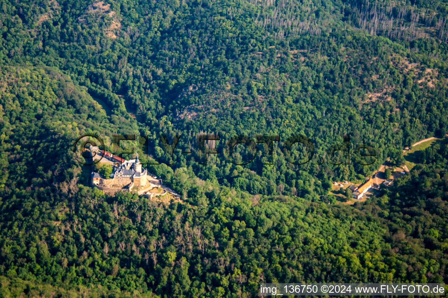 Oblique view of Castle Falkenstein (Resin) in the district Pansfelde in Falkenstein in the state Saxony-Anhalt, Germany