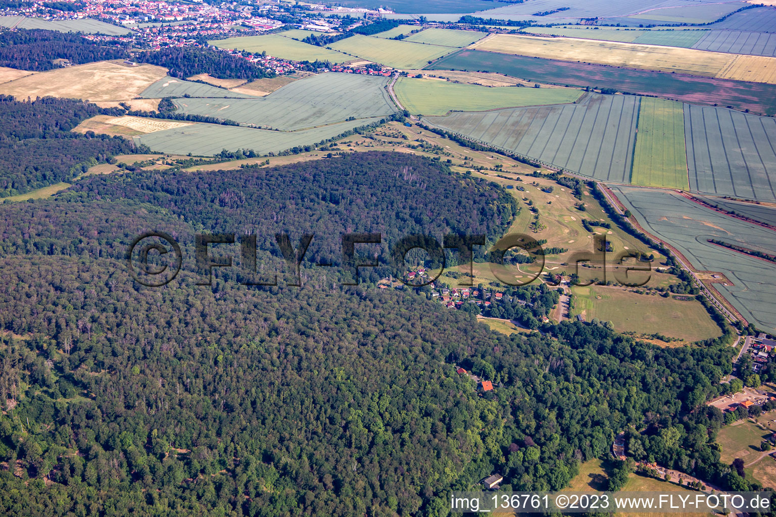 Aerial view of Golf Club Schloß Meisdorf eV in the district Meisdorf in Falkenstein in the state Saxony-Anhalt, Germany