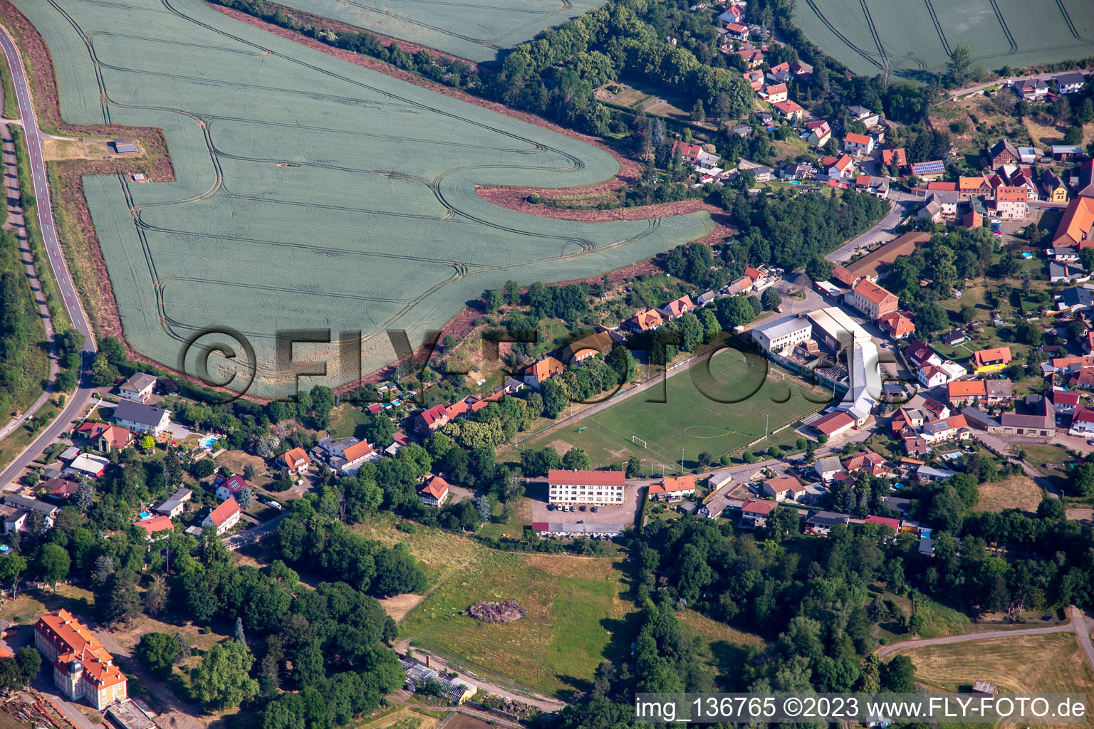 Aerial photograpy of District Meisdorf in Falkenstein in the state Saxony-Anhalt, Germany