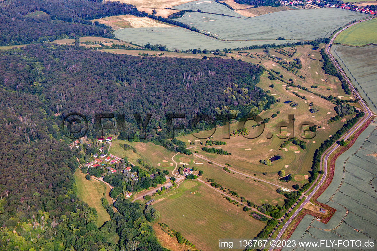 Aerial photograpy of Golf Club Schloß Meisdorf eV in the district Meisdorf in Falkenstein in the state Saxony-Anhalt, Germany