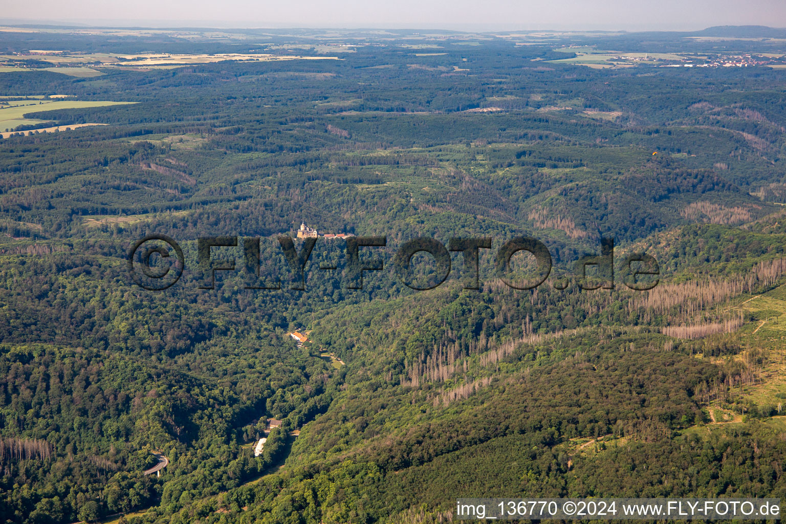 Castle Falkenstein (Harz) and Senketal in the district Pansfelde in Falkenstein in the state Saxony-Anhalt, Germany