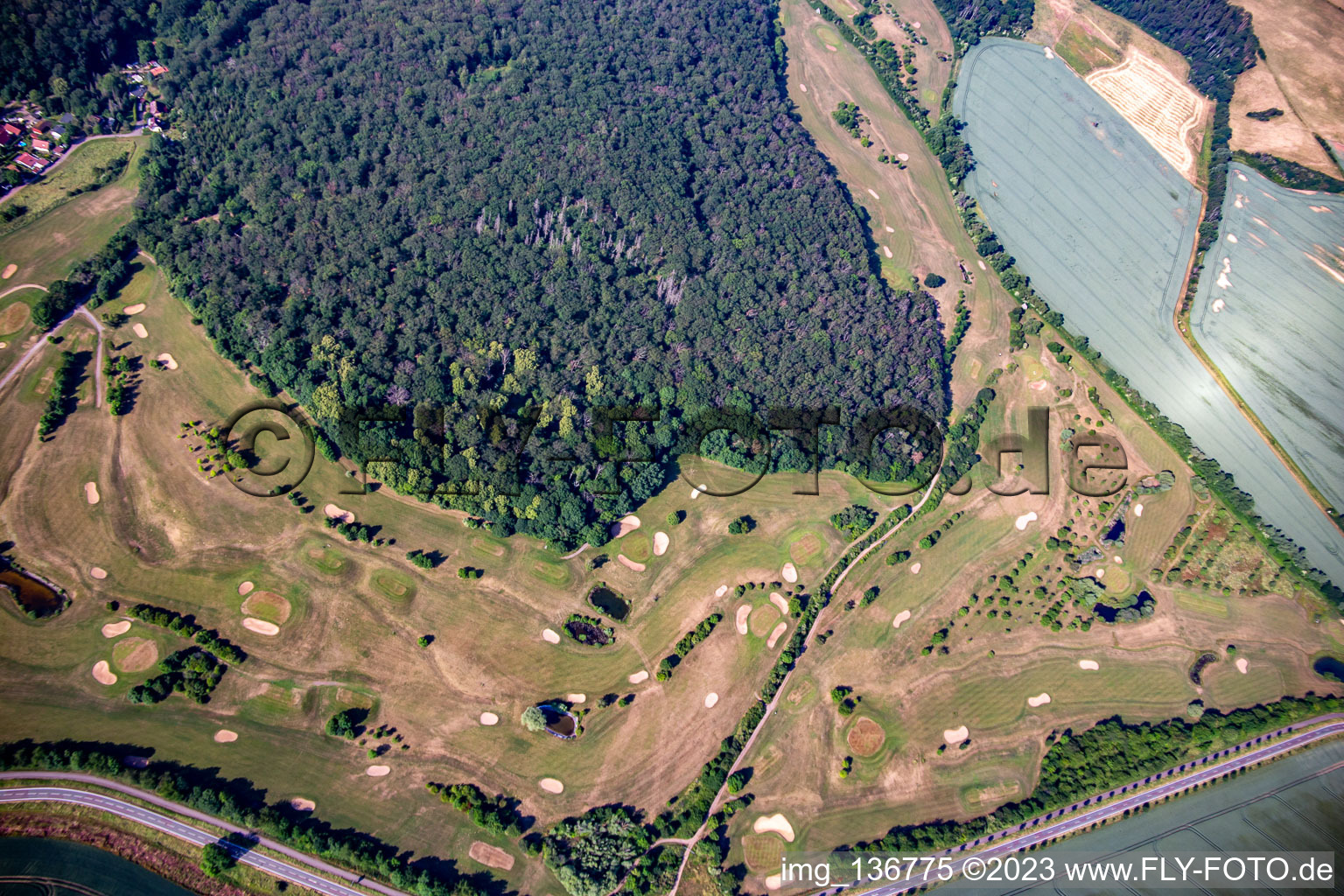Golf Club Schloß Meisdorf eV in the district Meisdorf in Falkenstein in the state Saxony-Anhalt, Germany seen from above