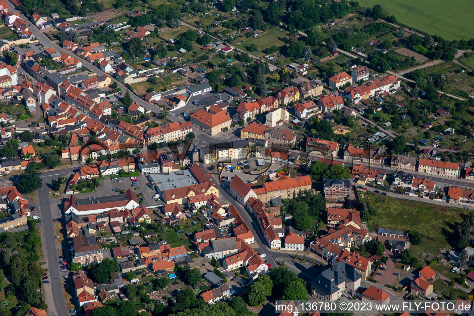 Aerial view of Ballenstedt in the state Saxony-Anhalt, Germany