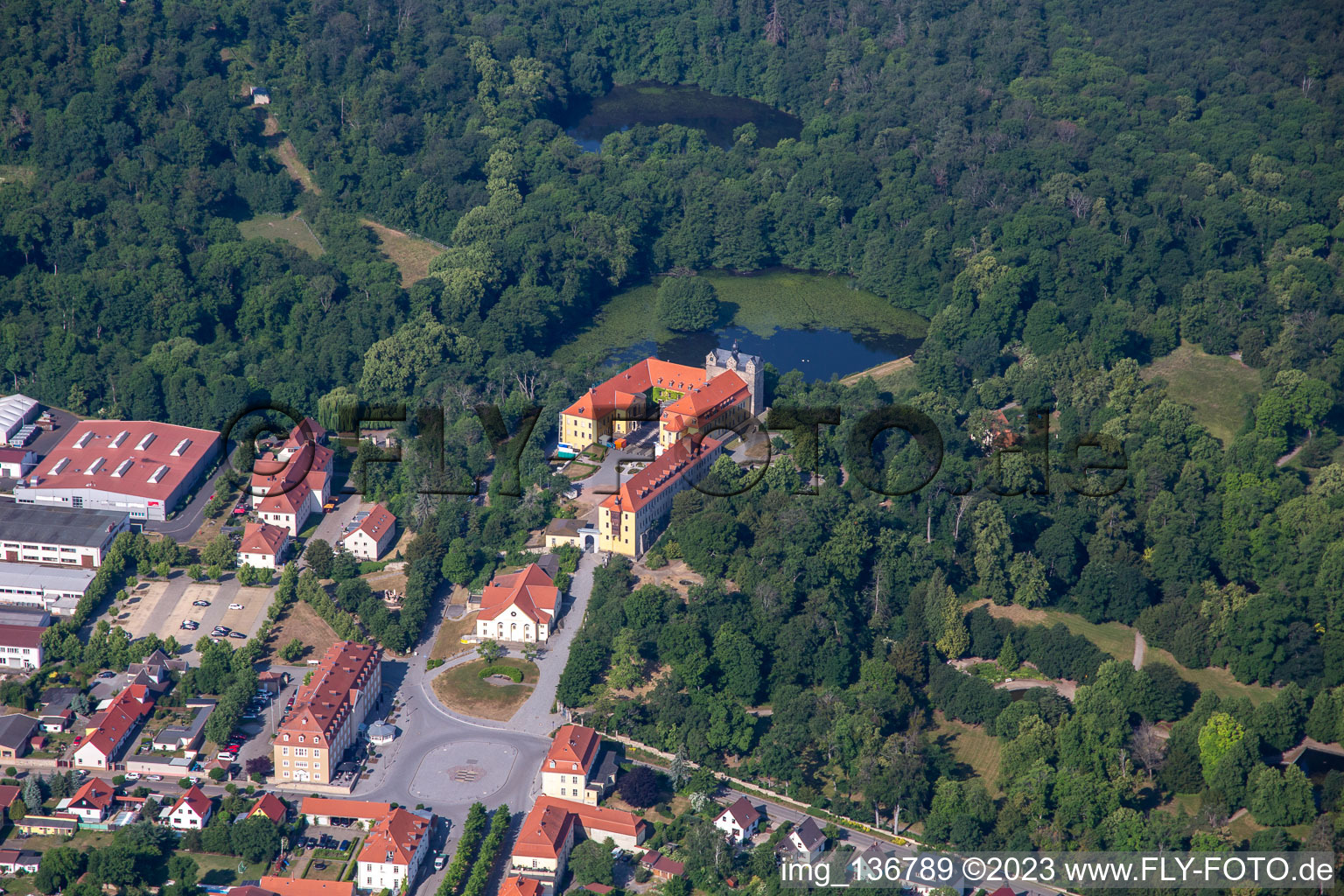Castle and castle park with castle pond Ballenstedt in Ballenstedt in the state Saxony-Anhalt, Germany