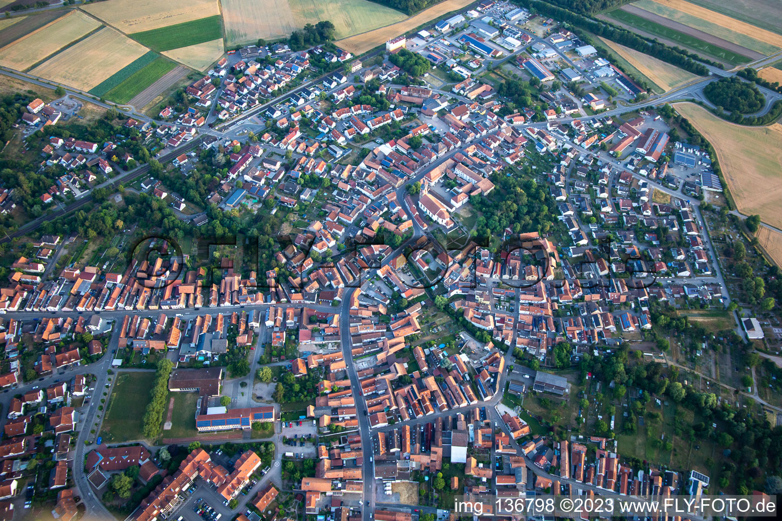 Drone image of Rheinzabern in the state Rhineland-Palatinate, Germany