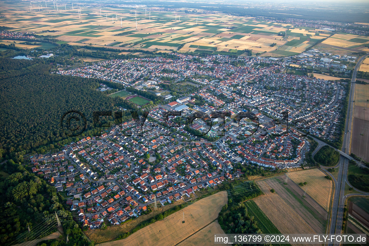 Rülzheim in the state Rhineland-Palatinate, Germany seen from a drone