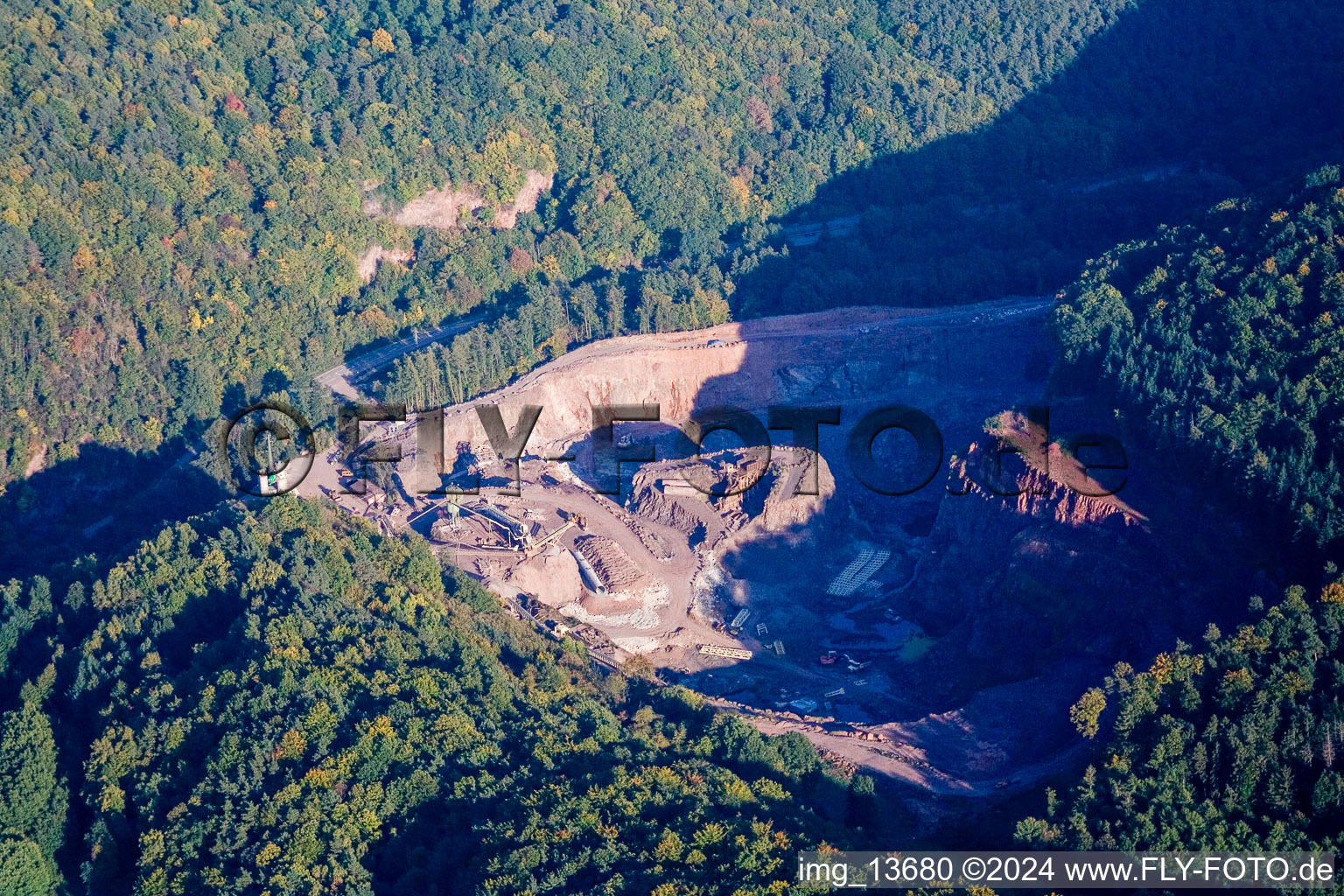 Aerial view of Quarry in Waldhambach in the state Rhineland-Palatinate, Germany