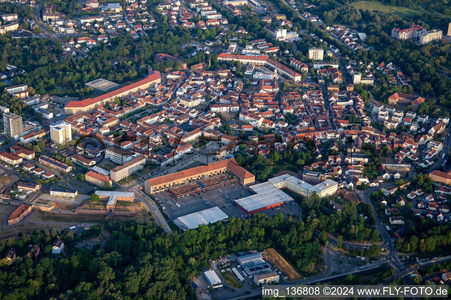 Aerial view of FMZ City Barracks in Germersheim in the state Rhineland-Palatinate, Germany