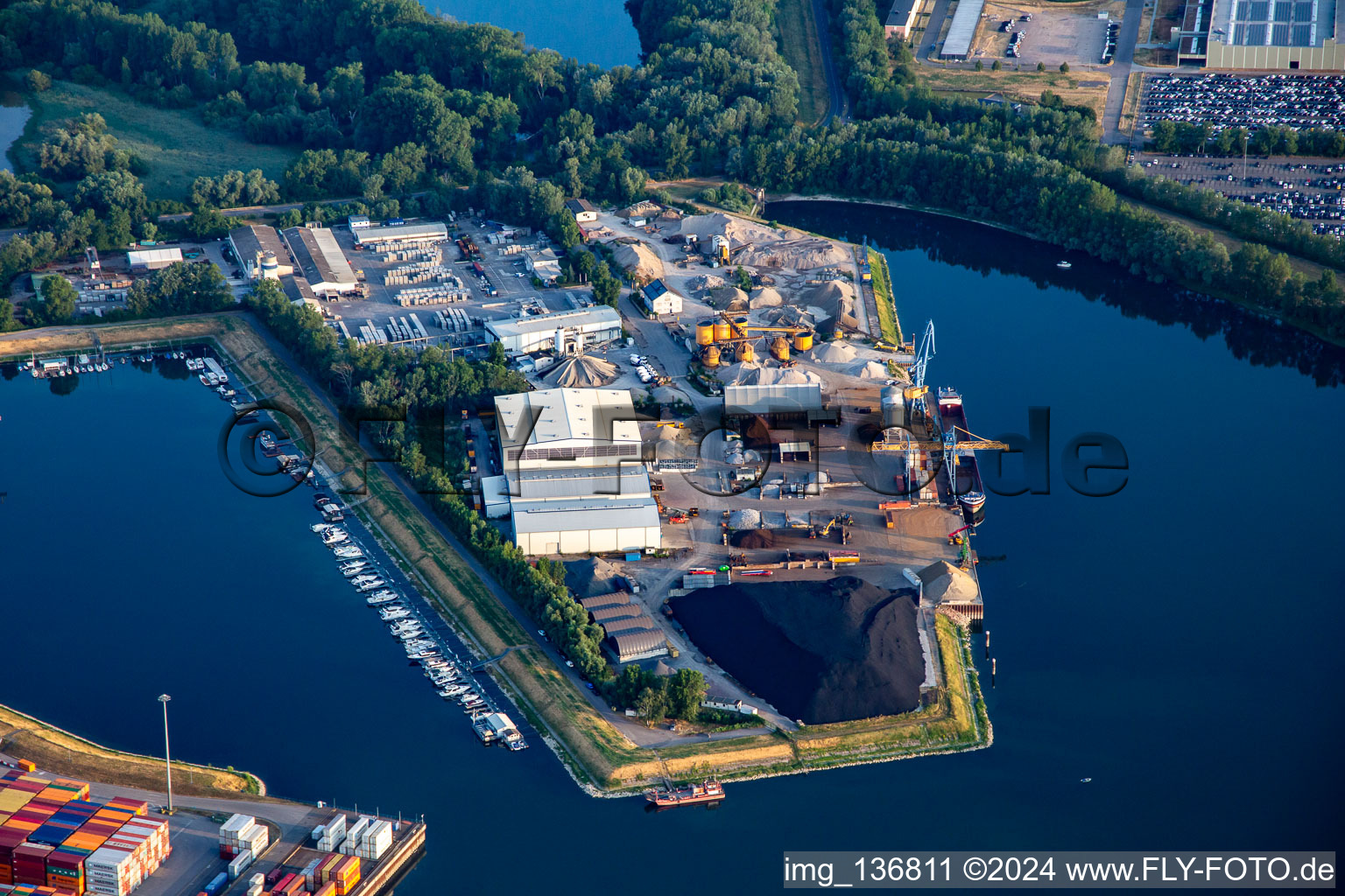 Dyckerhoff Beton GmbH at the port in Germersheim in the state Rhineland-Palatinate, Germany