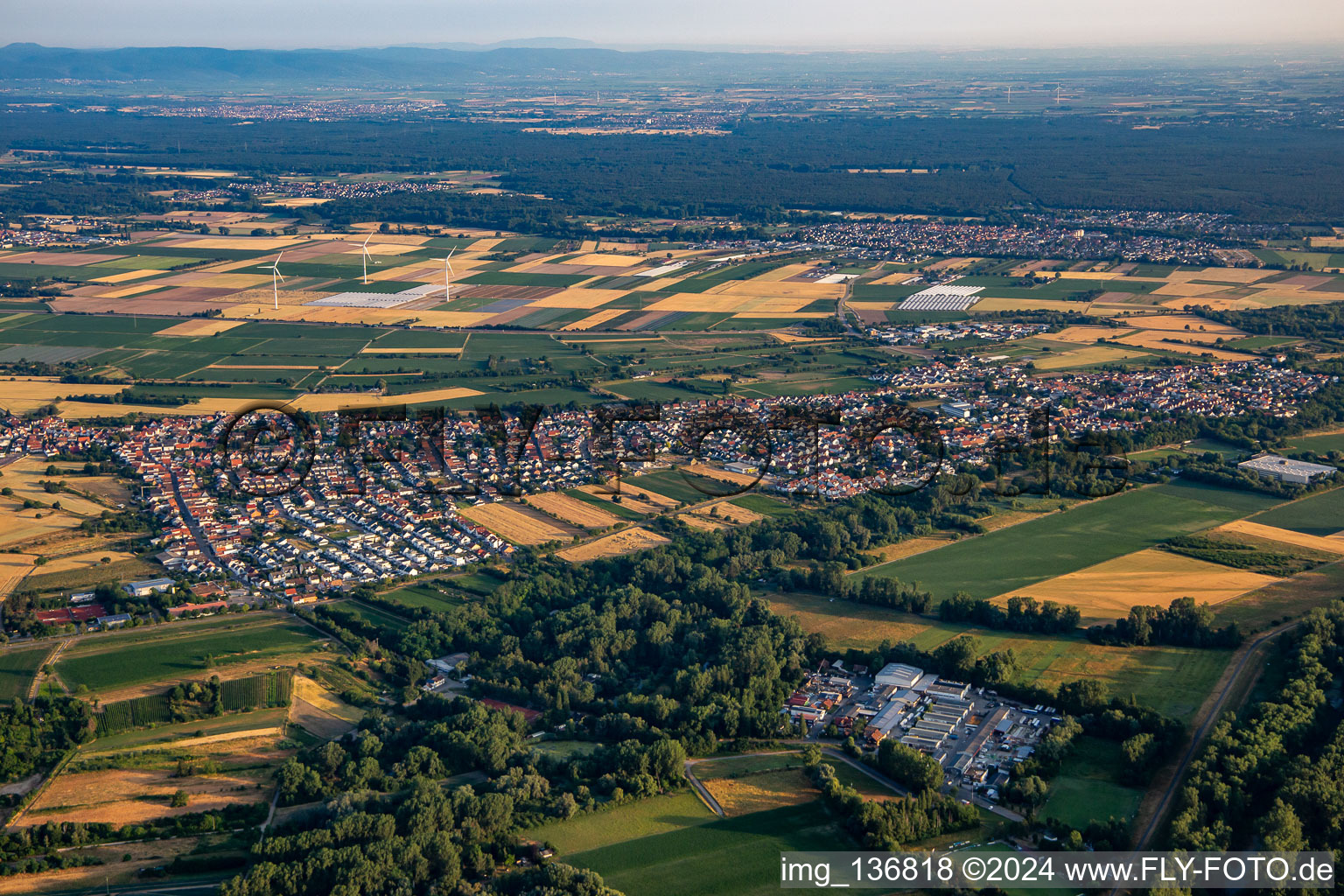 Drone recording of District Heiligenstein in Römerberg in the state Rhineland-Palatinate, Germany