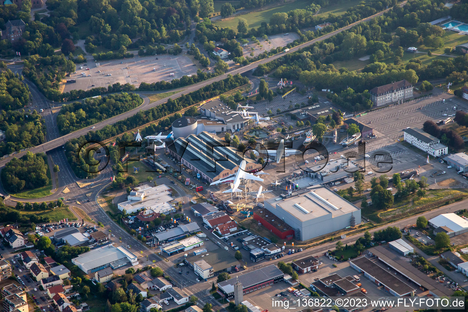 Aerial photograpy of Technology Museum Speyer in Speyer in the state Rhineland-Palatinate, Germany