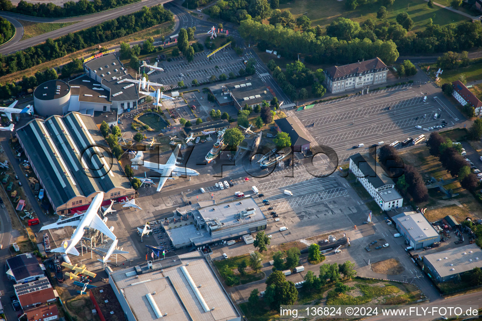 Oblique view of Technology Museum Speyer in Speyer in the state Rhineland-Palatinate, Germany