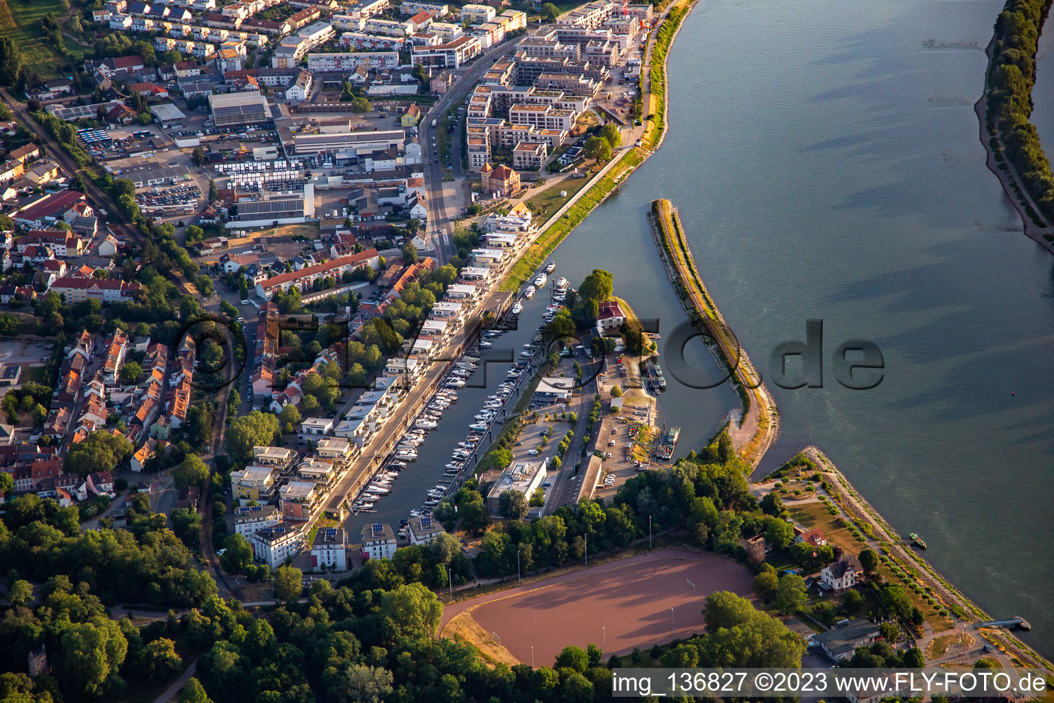 Aerial view of Marina Speyer in Speyer in the state Rhineland-Palatinate, Germany