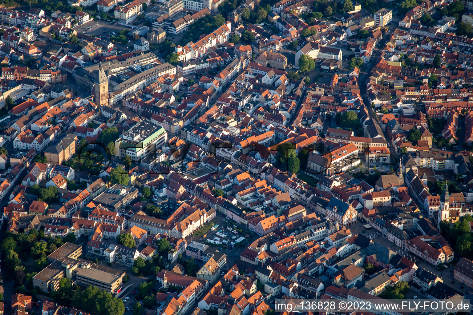 Aerial view of Maximilianstrasse in Speyer in the state Rhineland-Palatinate, Germany