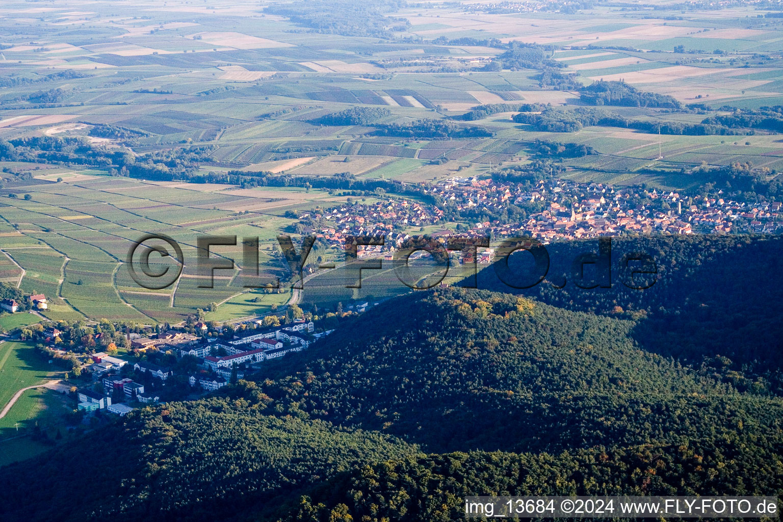 From the north in Klingenmünster in the state Rhineland-Palatinate, Germany