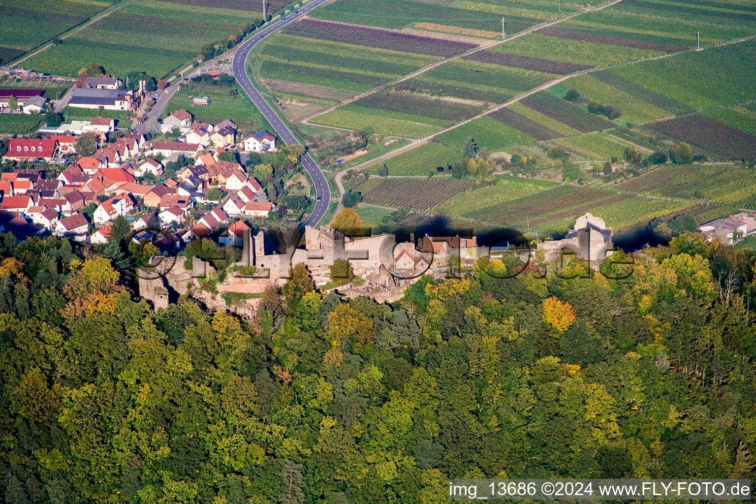 Madenburg Castle Ruins in Eschbach in the state Rhineland-Palatinate, Germany