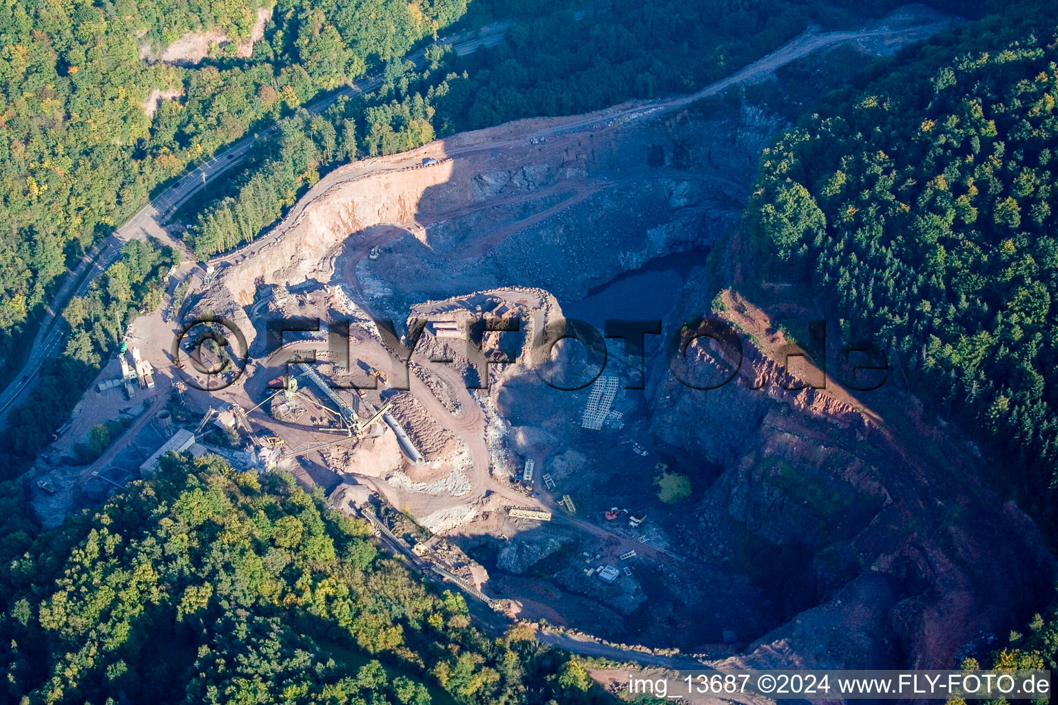 Oblique view of Quarry in Waldhambach in the state Rhineland-Palatinate, Germany