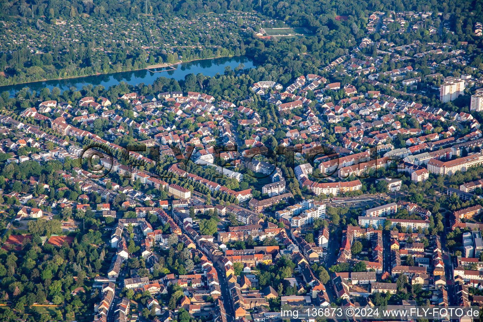 From the southeast in the district Niederfeld in Mannheim in the state Baden-Wuerttemberg, Germany