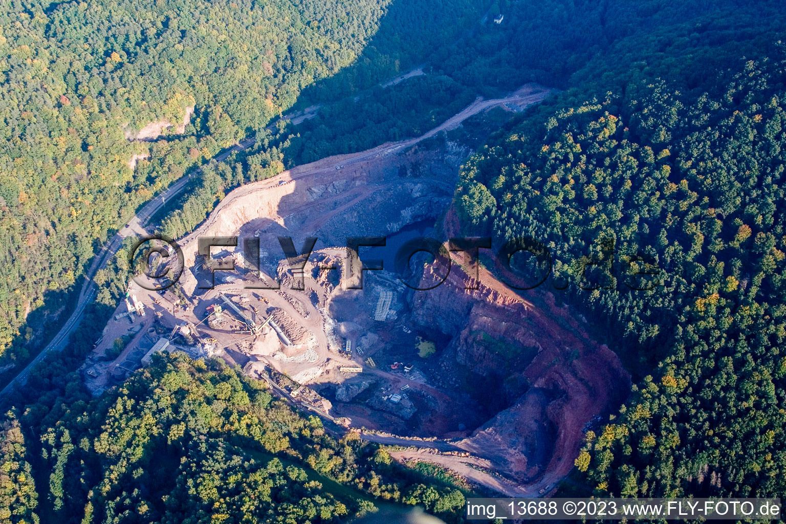 Quarry in Waldhambach in the state Rhineland-Palatinate, Germany from above