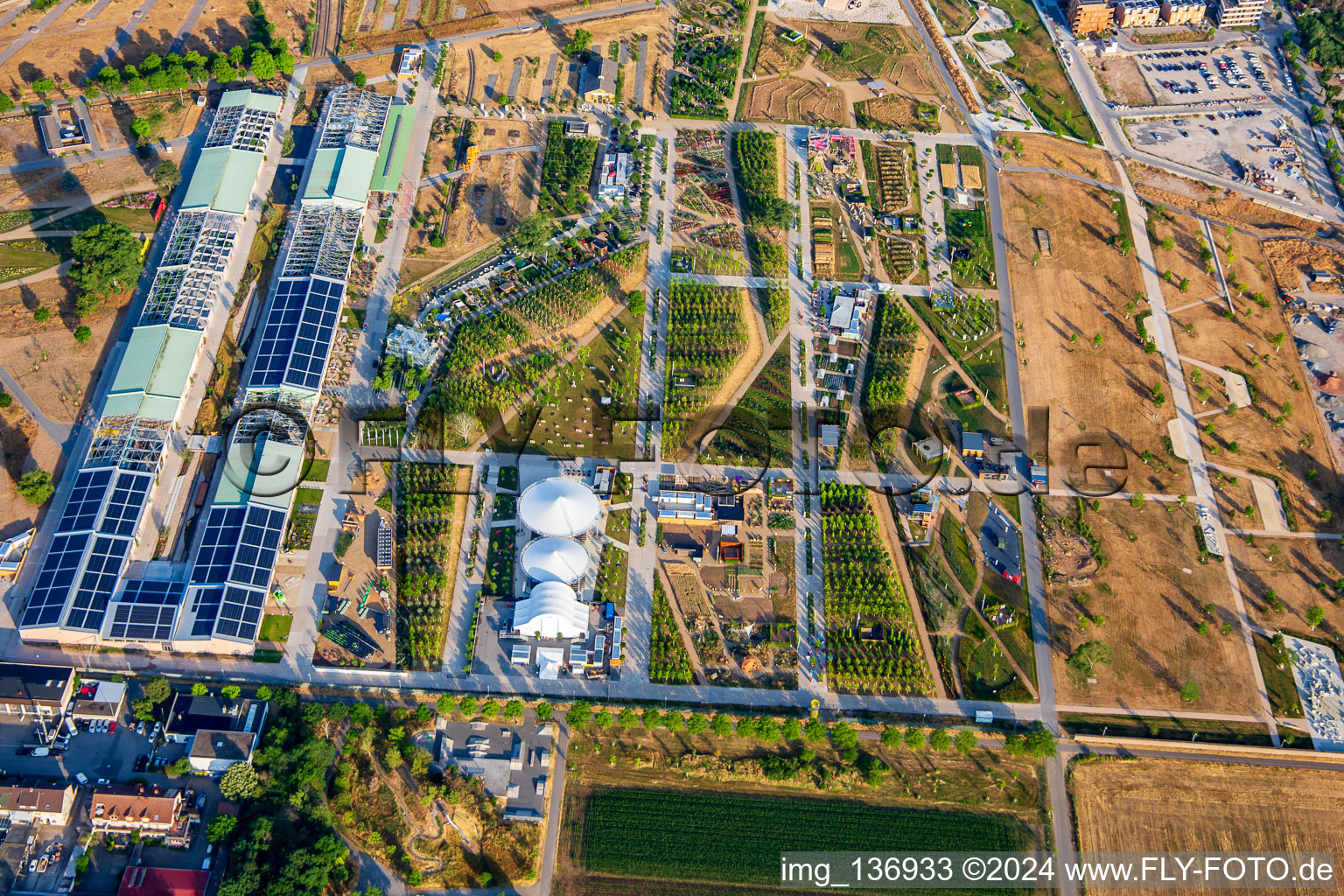 EXPERIMENTAL FIELD Behind the main stage in the Spinelli Park of the Federal Garden Show Mannheim BUGA 2023 in the district Käfertal in Mannheim in the state Baden-Wuerttemberg, Germany