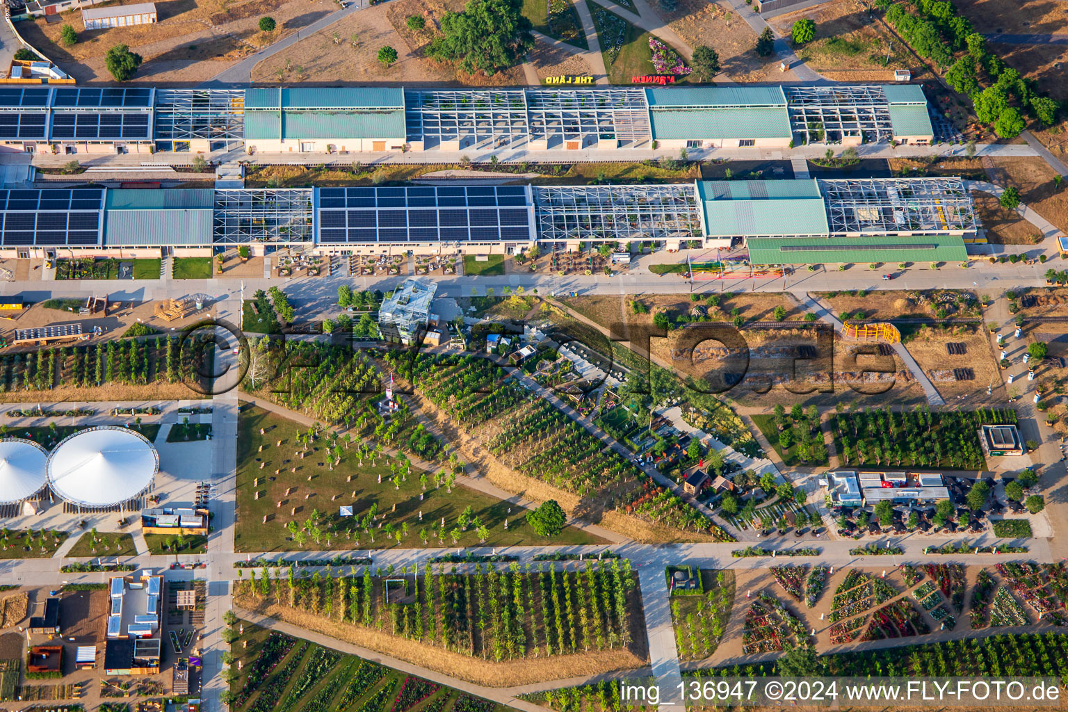 EXPERIMENTATION FIELD Behind the main stage in the Spinelli Park of the Federal Garden Show Mannheim BUGA 2023 in the district Feudenheim in Mannheim in the state Baden-Wuerttemberg, Germany