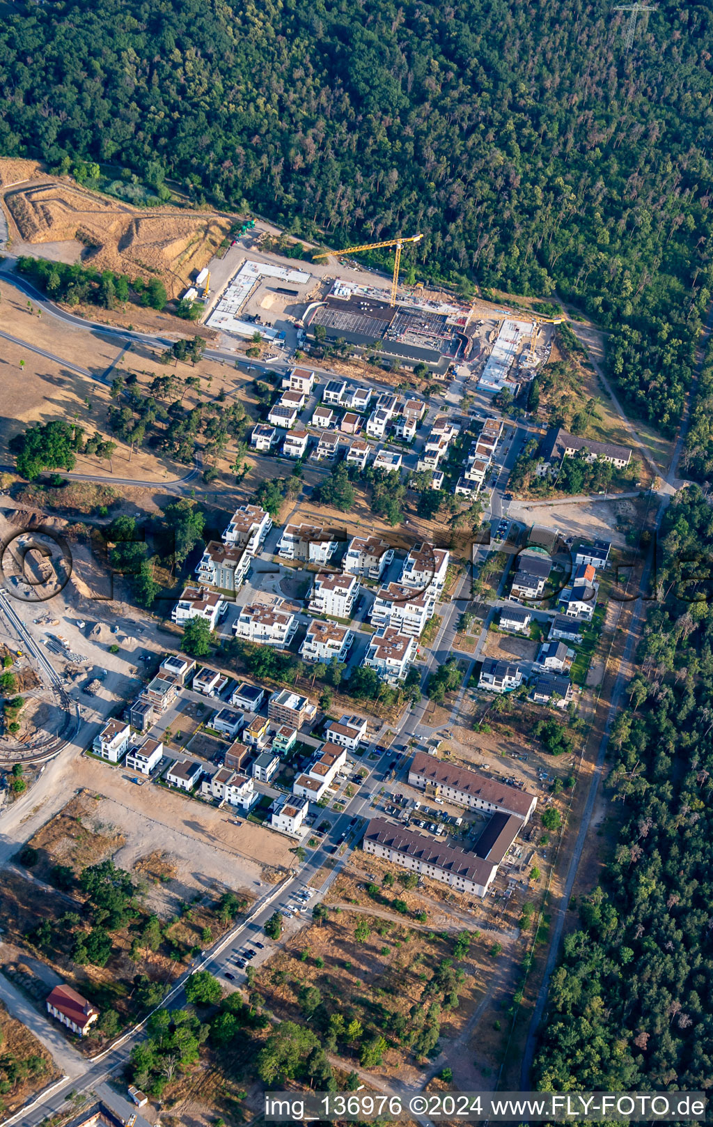 Oblique view of District Käfertal in Mannheim in the state Baden-Wuerttemberg, Germany