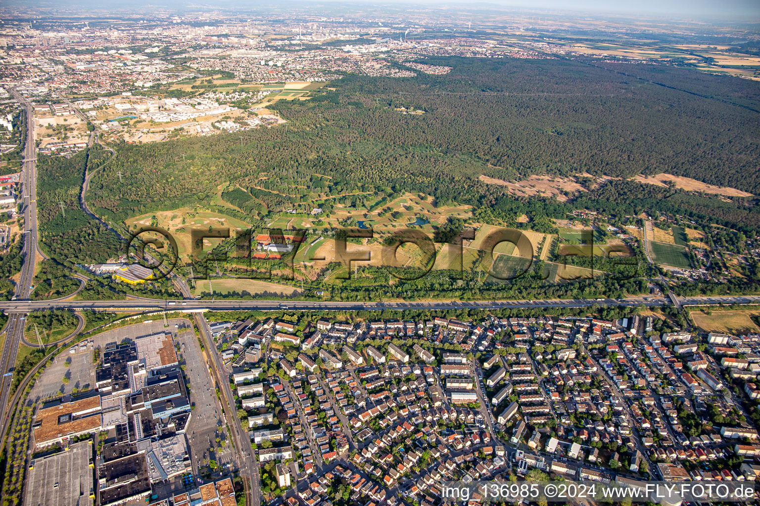 Aerial view of Golf Club Mannheim-Viernheim 1930 eV in Viernheim in the state Hesse, Germany