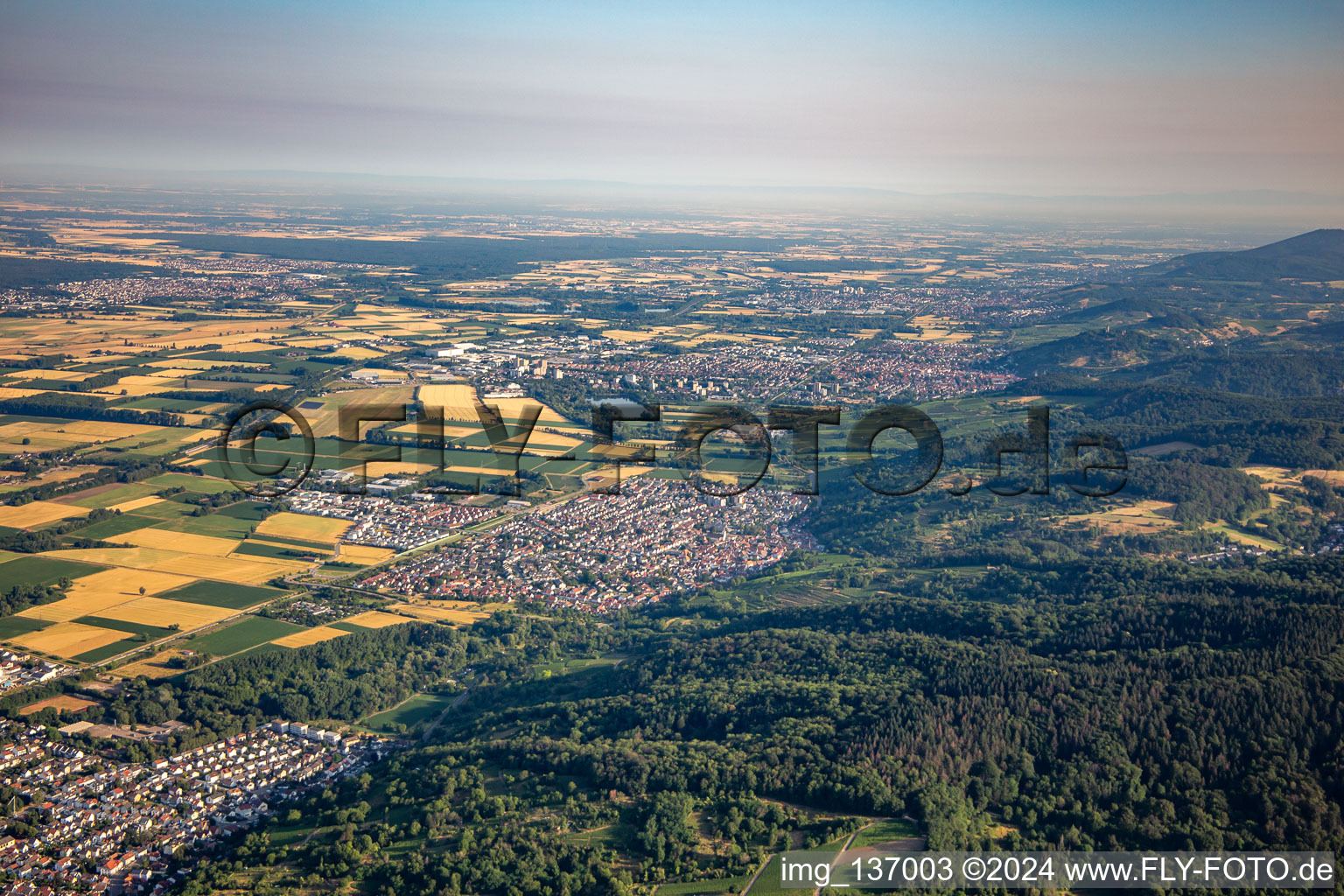 From the southeast in Laudenbach in the state Baden-Wuerttemberg, Germany