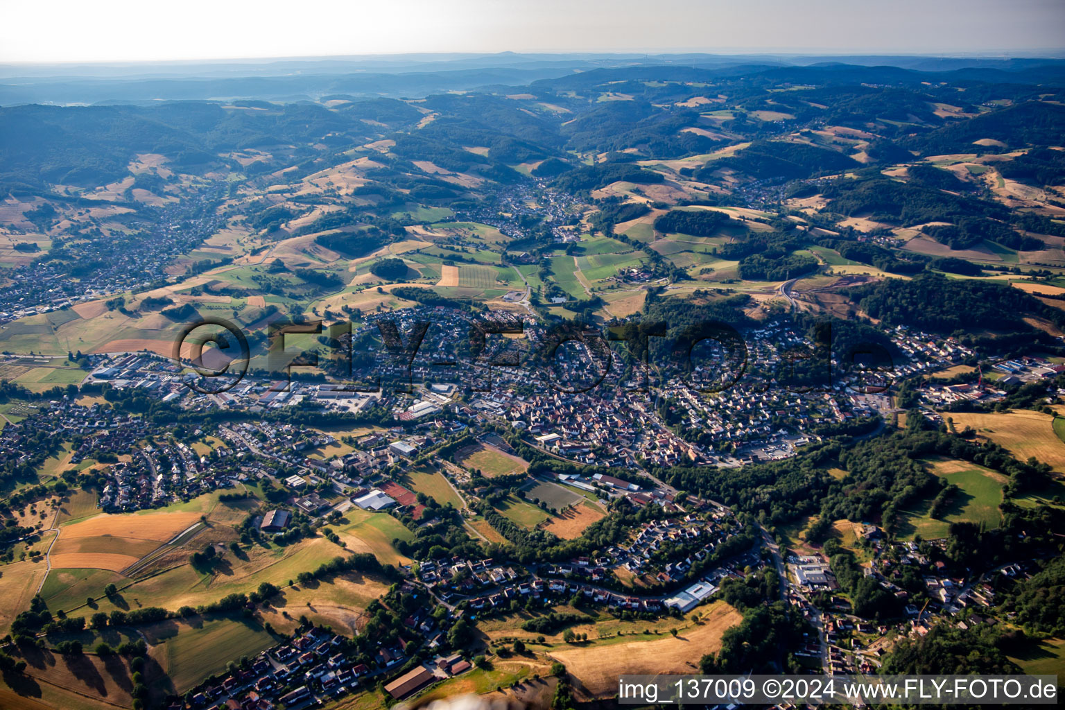 Aerial photograpy of Mörlenbach in the state Hesse, Germany