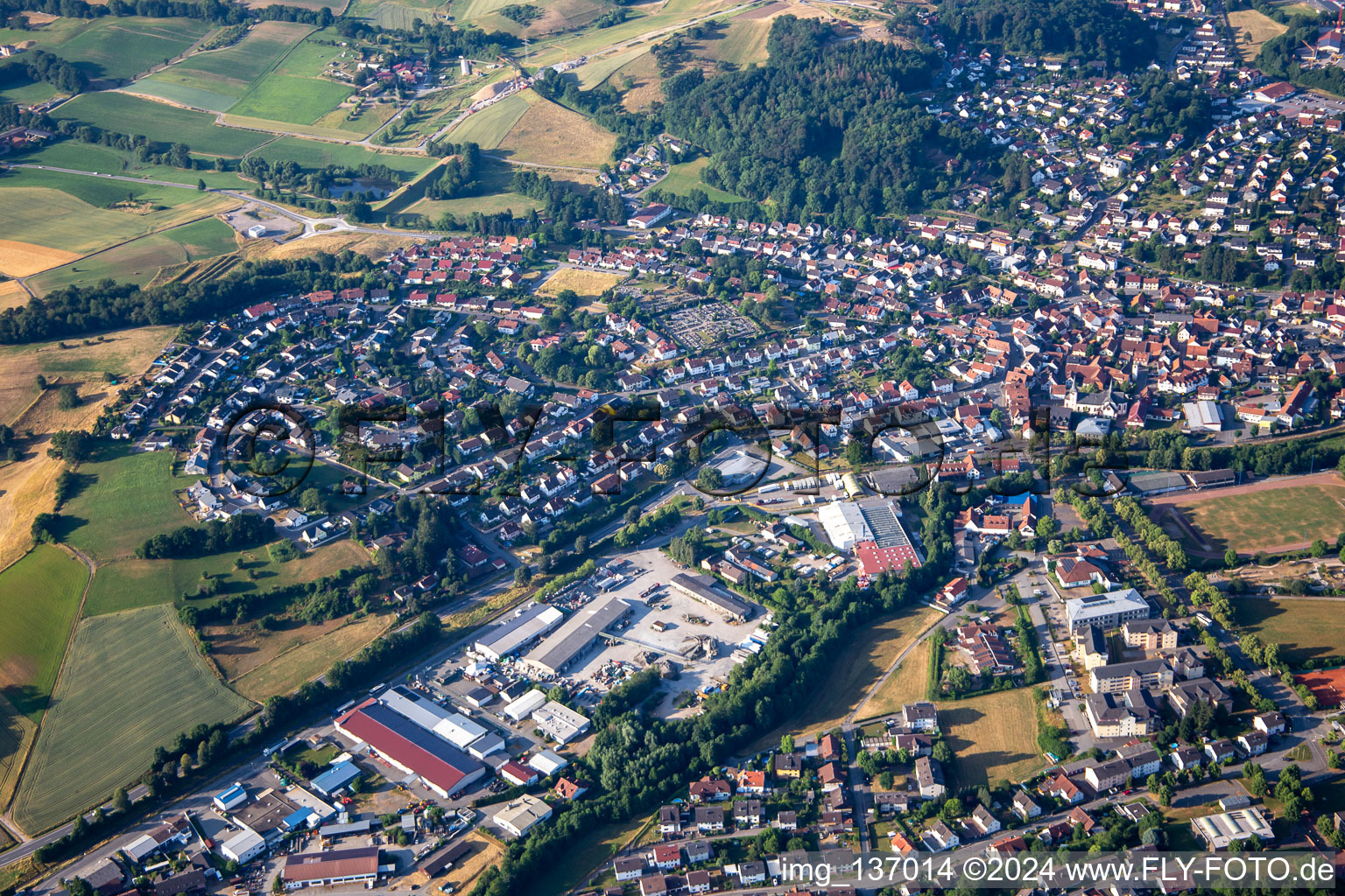 Oblique view of Mörlenbach in the state Hesse, Germany