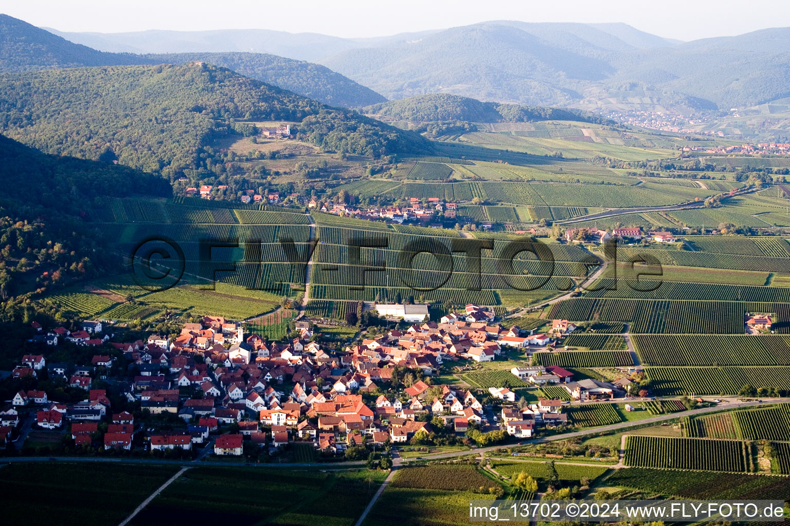 From the south in Leinsweiler in the state Rhineland-Palatinate, Germany