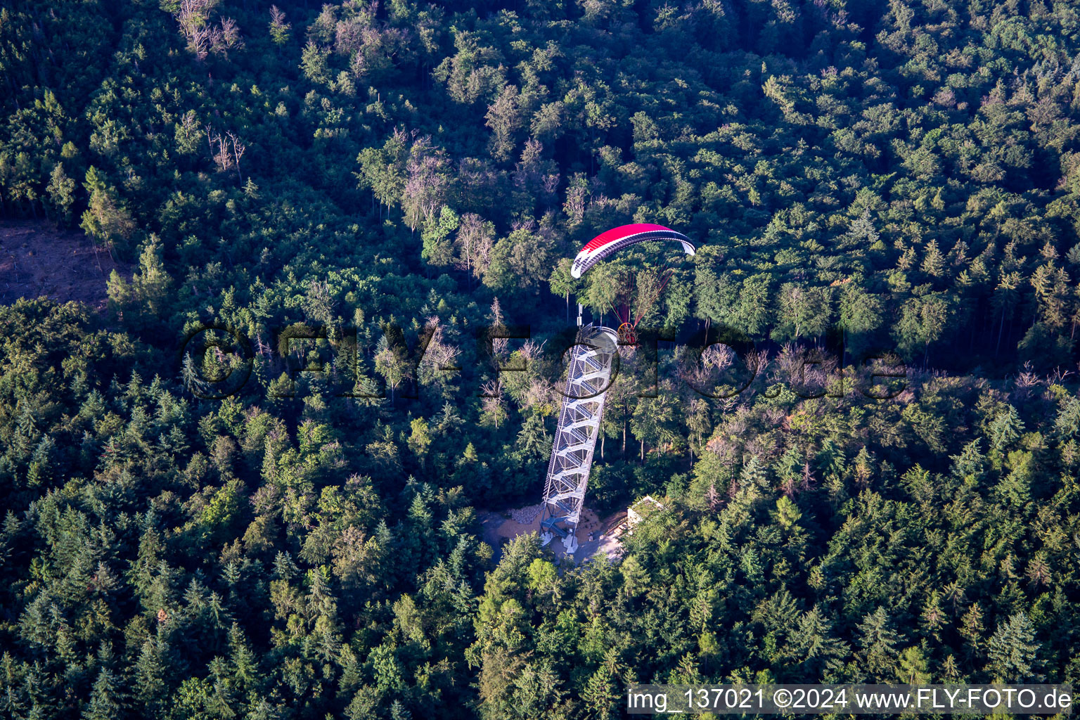 Drum Tower Rimbach in the district Zotzenbach in Rimbach in the state Hesse, Germany from above