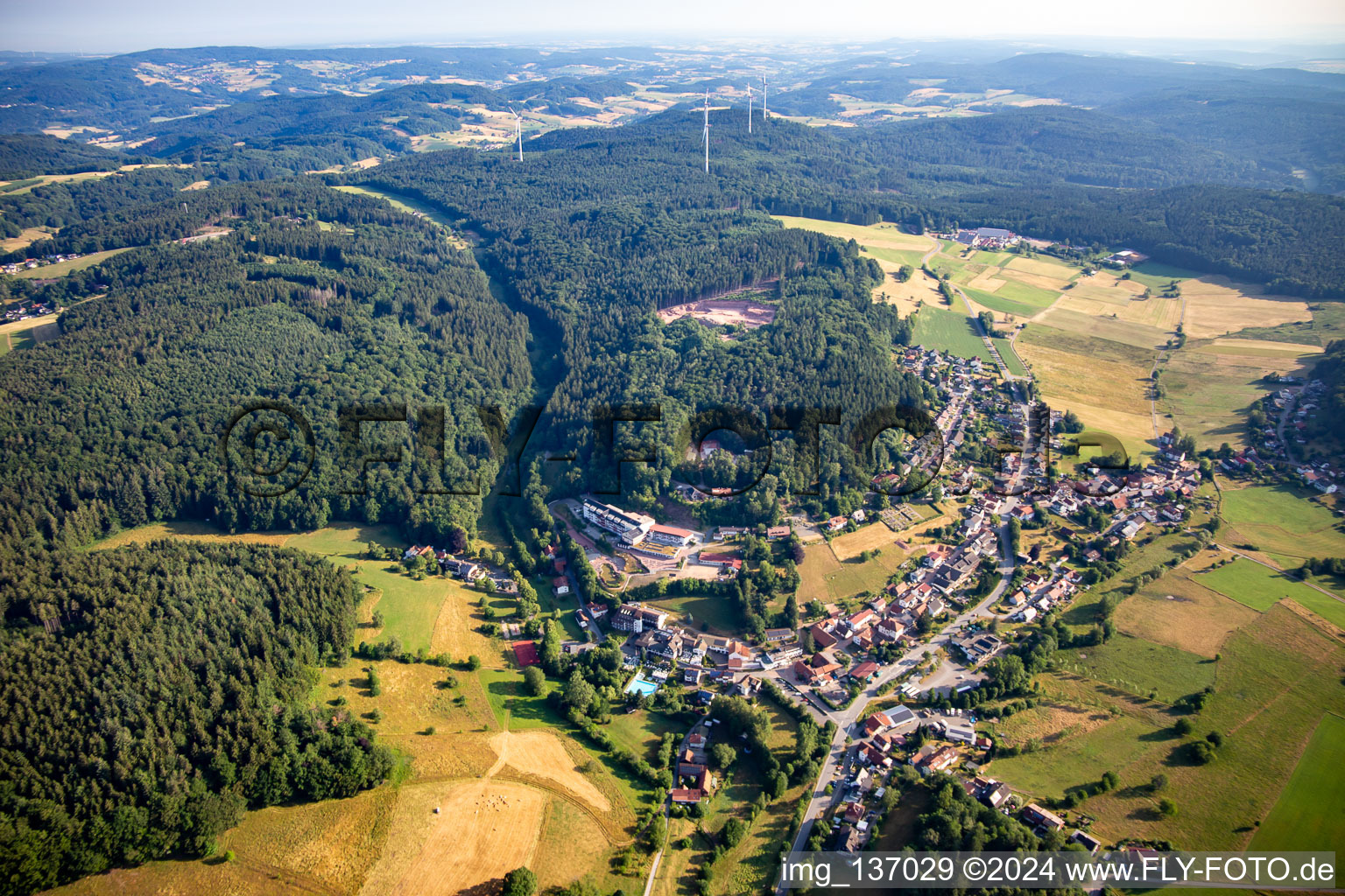 Aerial view of From the south in Grasellenbach in the state Hesse, Germany