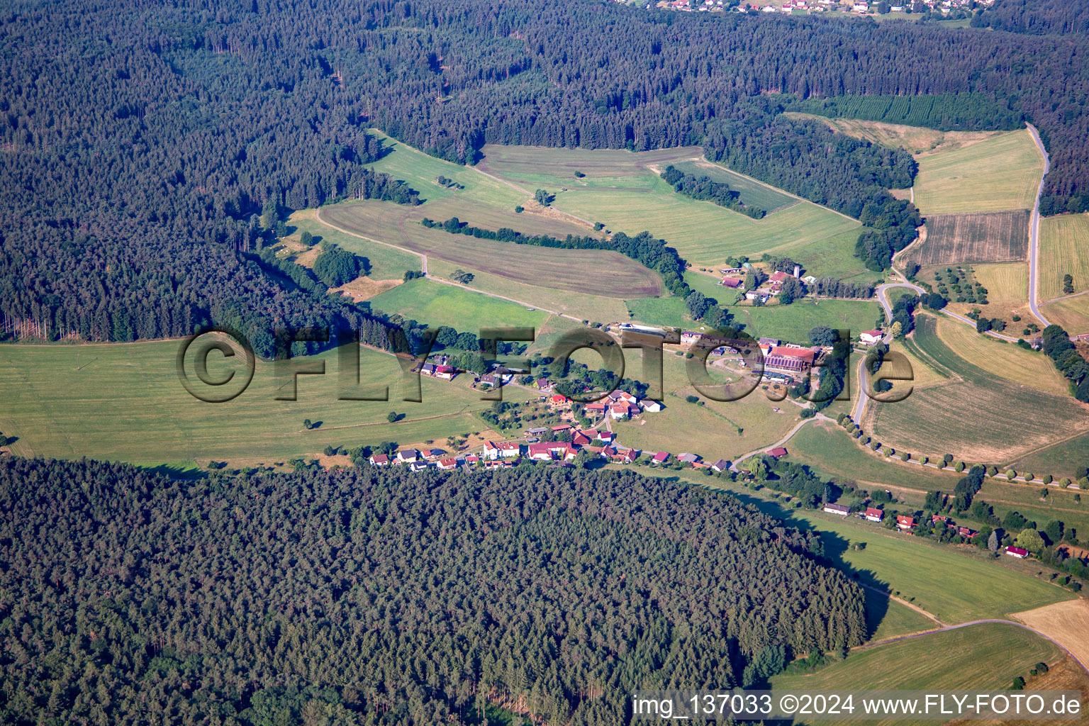 From the east in the district Güttersbach in Mossautal in the state Hesse, Germany