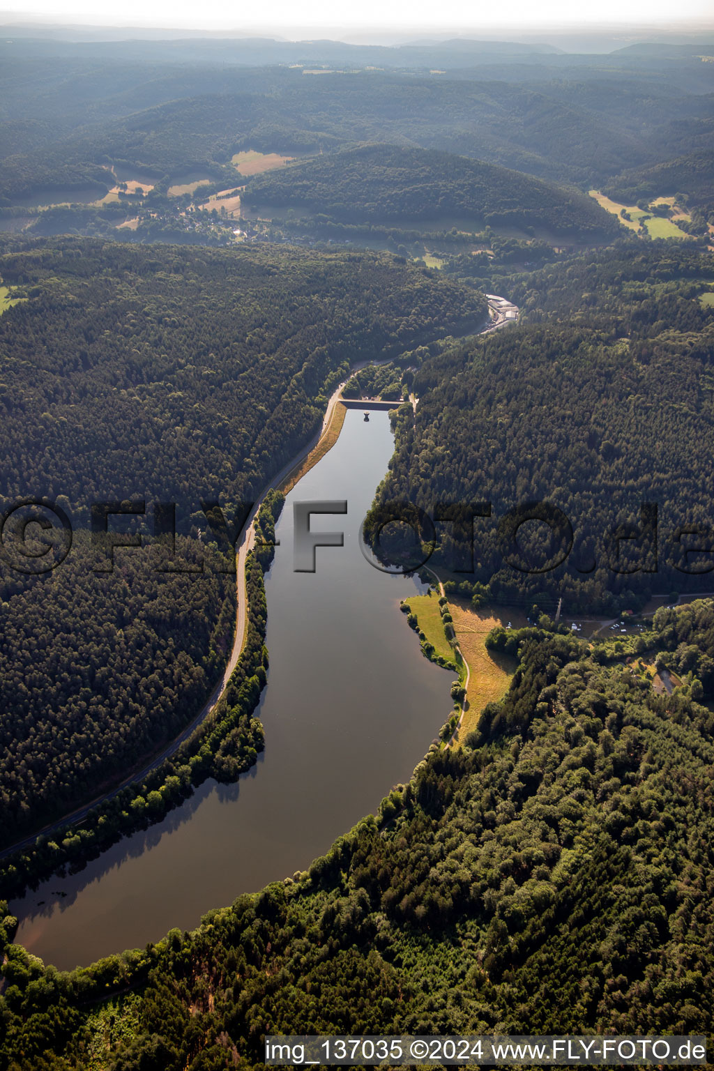 Marbach Reservoir in the district Hetzbach in Oberzent in the state Hesse, Germany