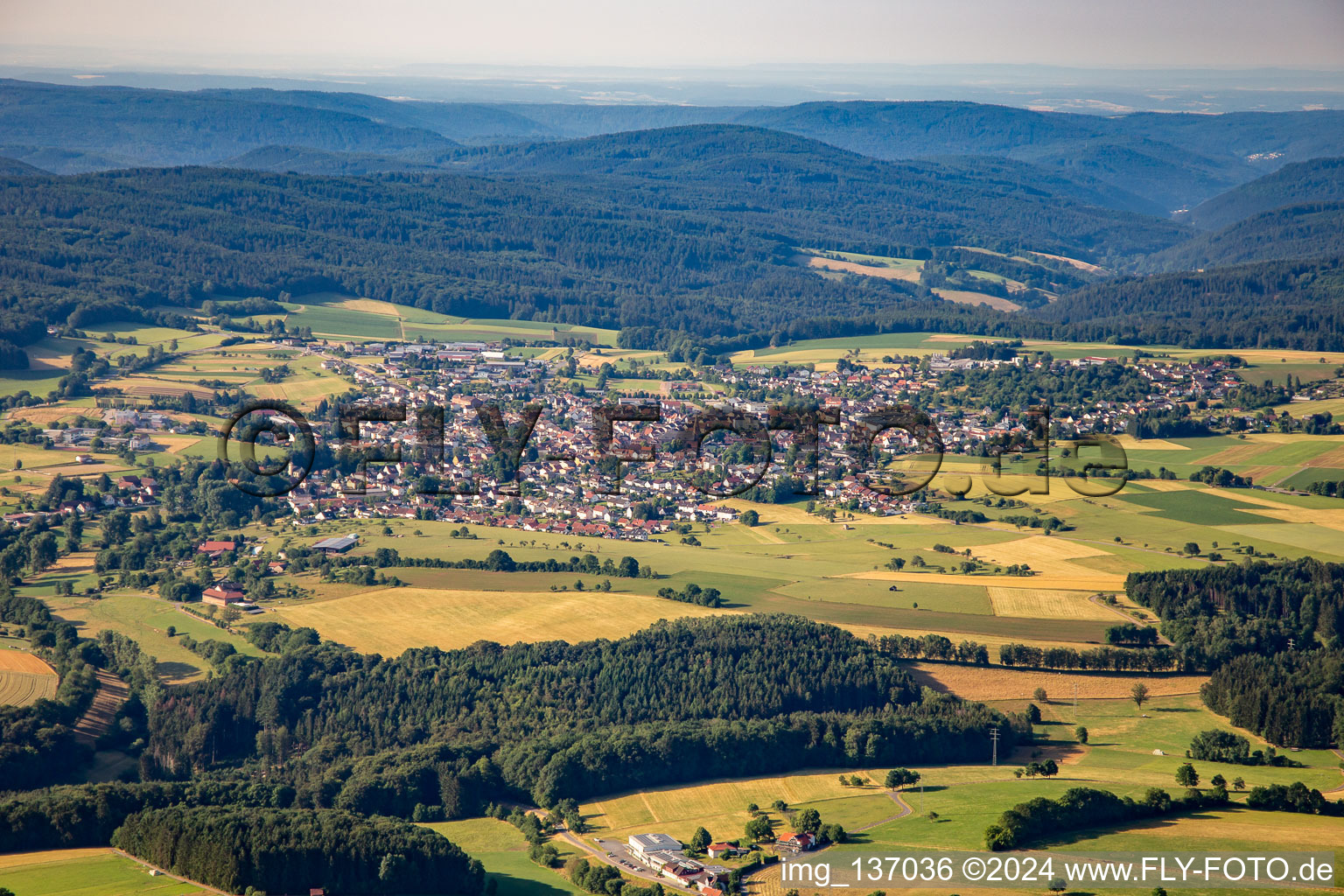 Drone image of District Beerfelden in Oberzent in the state Hesse, Germany