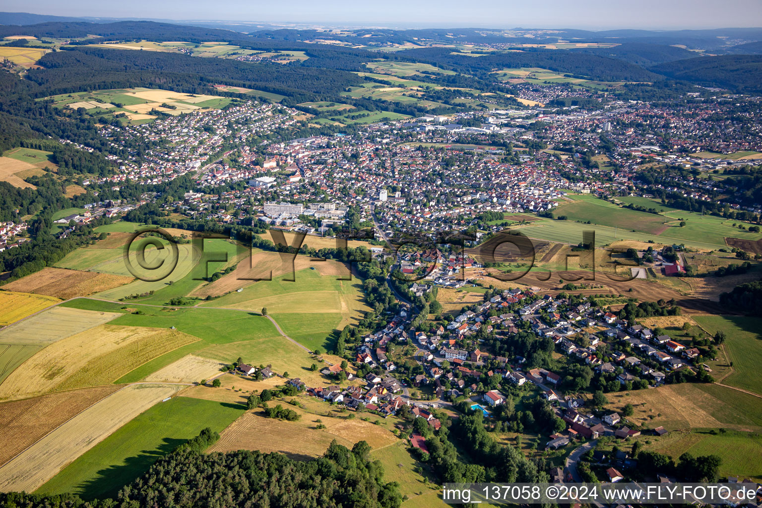 Aerial view of From the south in Erbach in the state Hesse, Germany